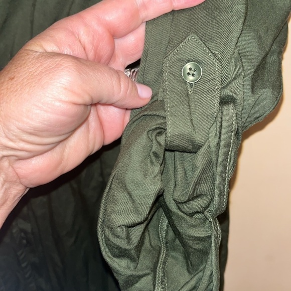 Time and Tru size large green button down shirt dress with tie and pockets - Picture 6 of 9